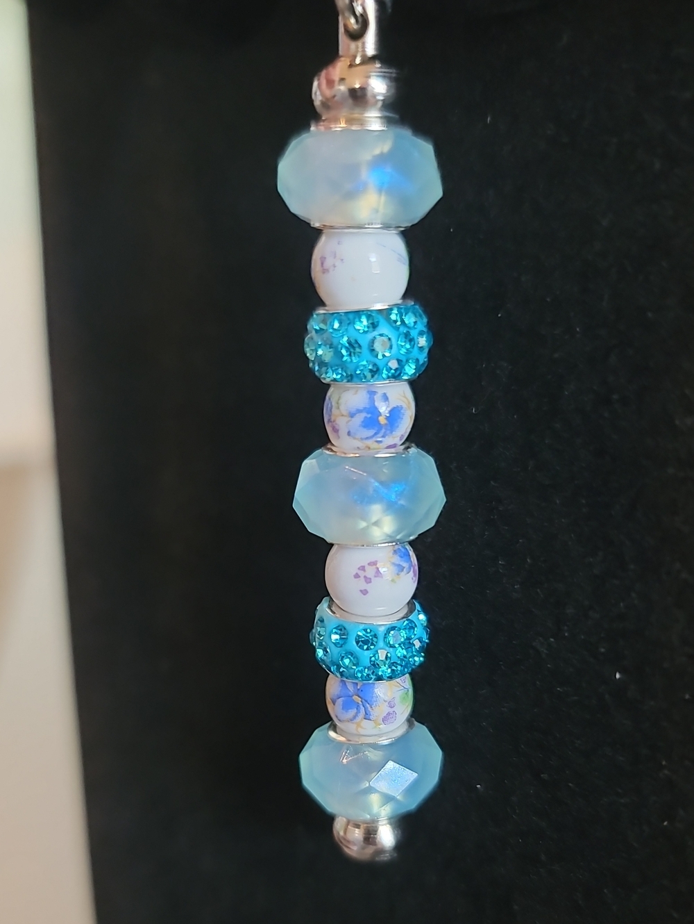 Blue Beaded Dangle Keychain